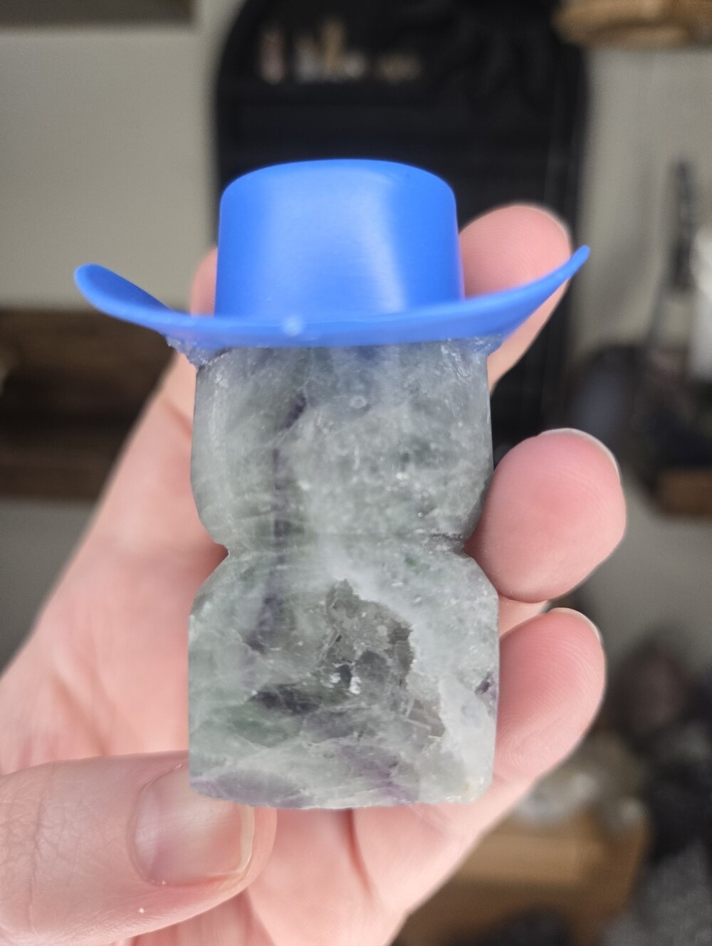 Fluorite Cowboy Hat Monster Energy Crystal Hedgie Buddy - Picture 3 of 4